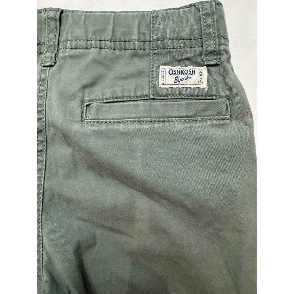 OshKosh B'gosh Chino Pants Kids‎ Size 7 Olive Green Good Adjustable Waist Slim